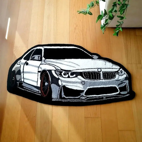 Cool White Car Rug Digital Printing Technology Simple Housewarming