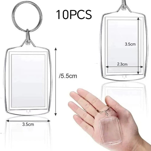 10pcs Transparent Photo Frame Keychain Tassels Snap-In Custom Insert