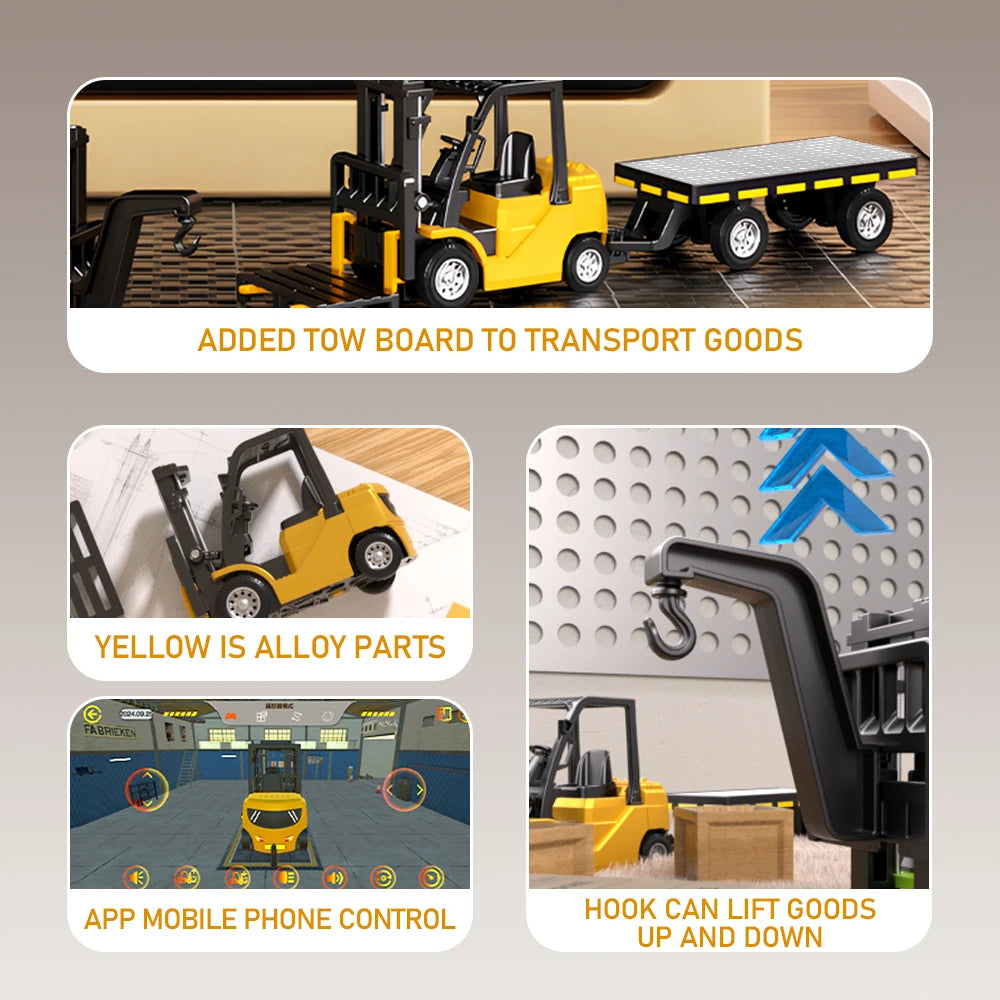 1:64 Bluetooth Remote Control Crane And Forklift two-in-one Desktop
