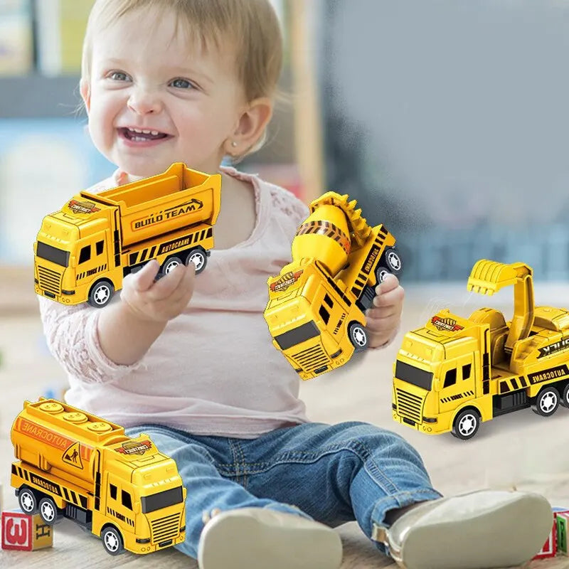 4 Pcs Educational Cars Children Kid Pull Back Toy Warrior Engineering