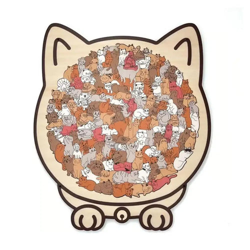 135 PC Cat-shaped Wooden Jigsaw Puzzle Unique Irregular Puzzle Pieces
