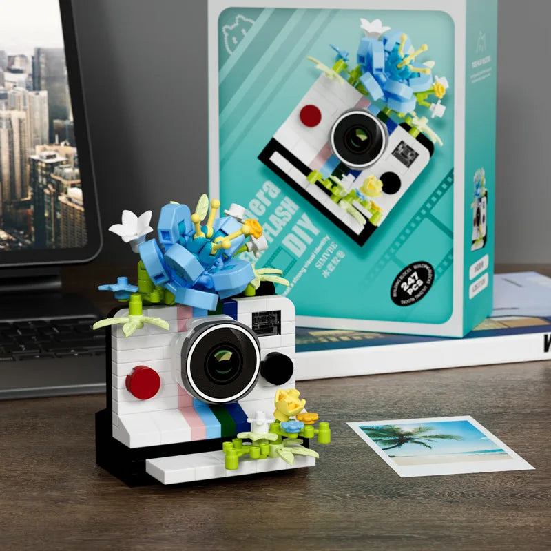 SLR Camera Mirror Flower Model Building Block Set - Creative Trendy