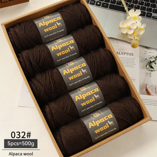 500g Alpaca Wool 245 Chunky Knitting Yarn Multi-Color Autumn and