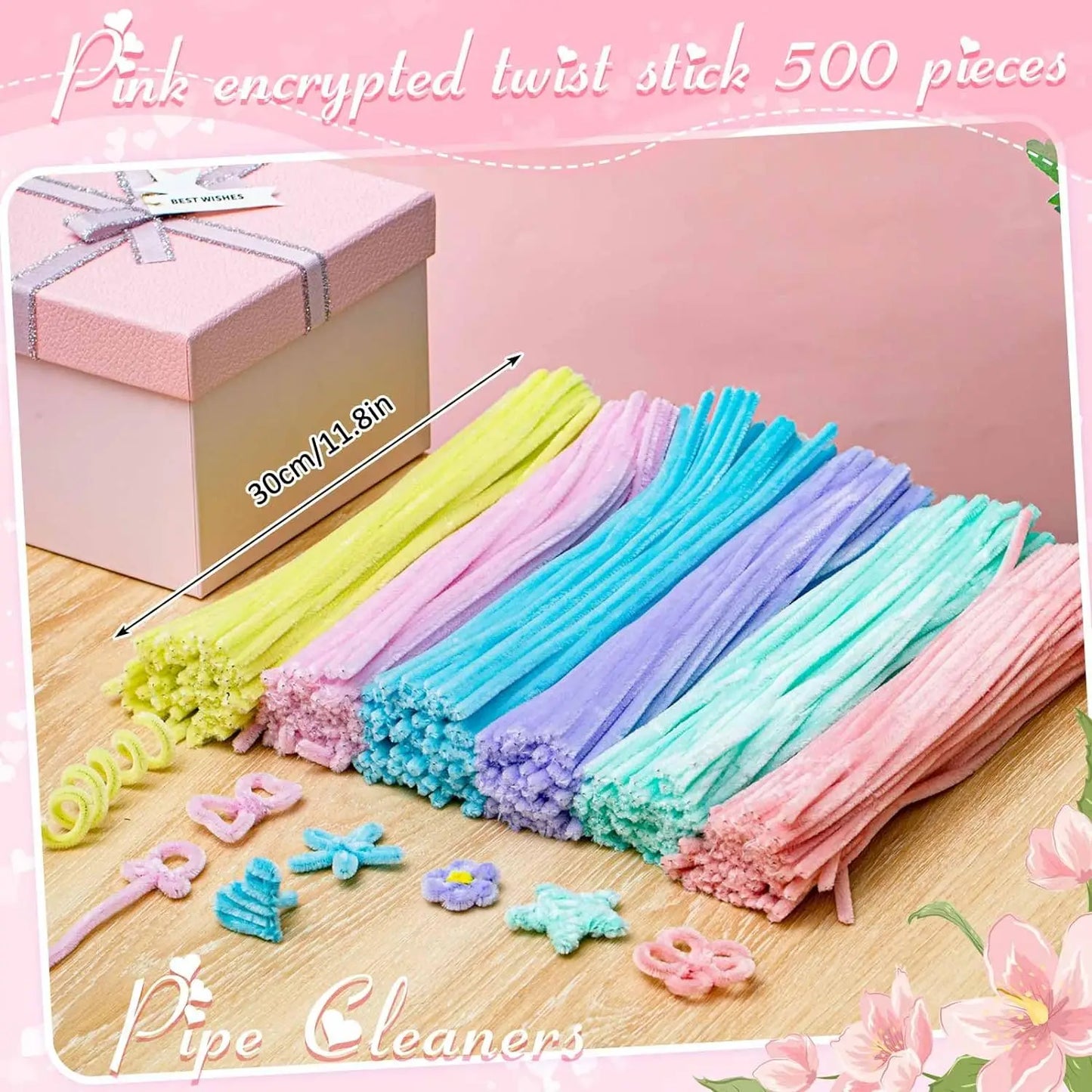 500/600 Pieces Pipe Cleaners Chenille Stems 12 Inch Craft Supplies