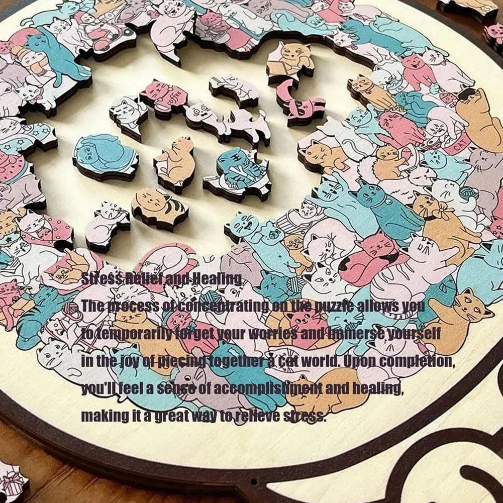 135 PC Cat-shaped Wooden Jigsaw Puzzle Unique Irregular Puzzle Pieces