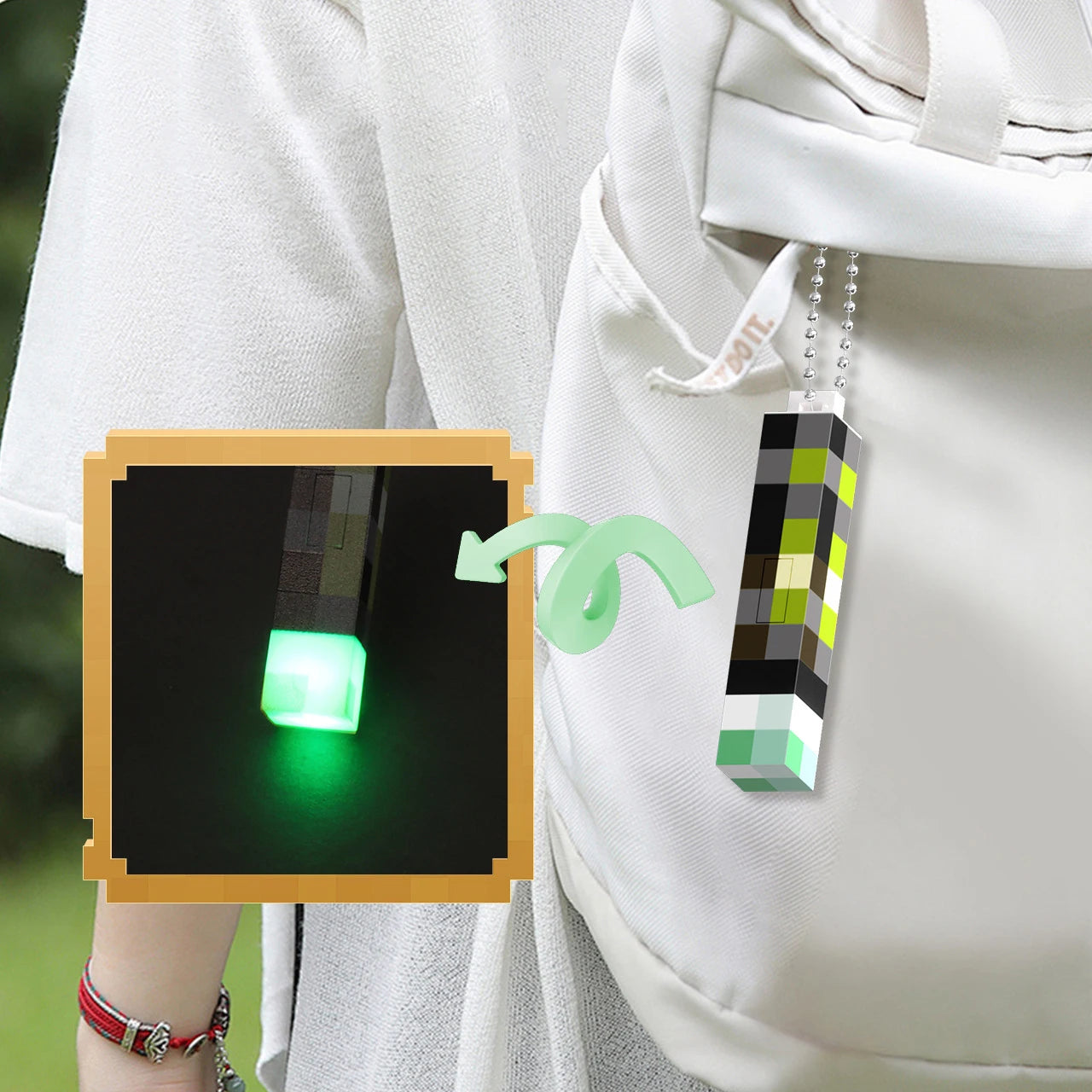 Fun Pixel Wind Design Mini Torch Keychain LED Flashlight USB