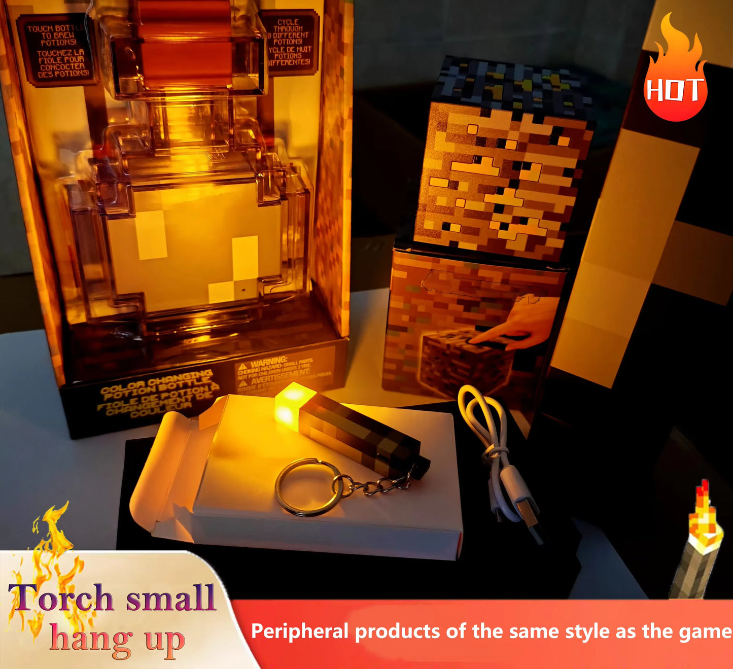MC Game Mini Torch Flashlight LED Light USB Rechargeable Torch