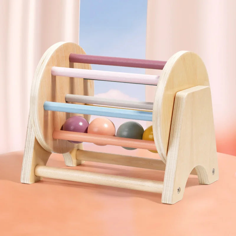 Montessori Wooden Toys Coin Ball Busy Drum Teaching Aid Gifts Color