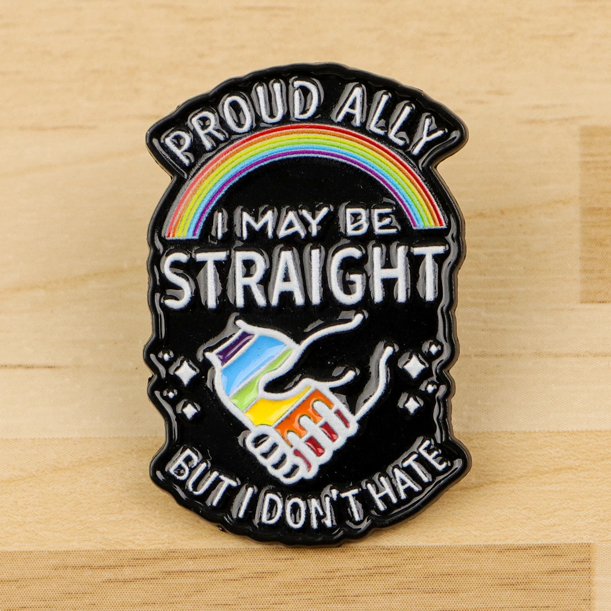 Black Cat Frog Quote Enamel Pin Rainbow Gay Brooch Badge on Backpack
