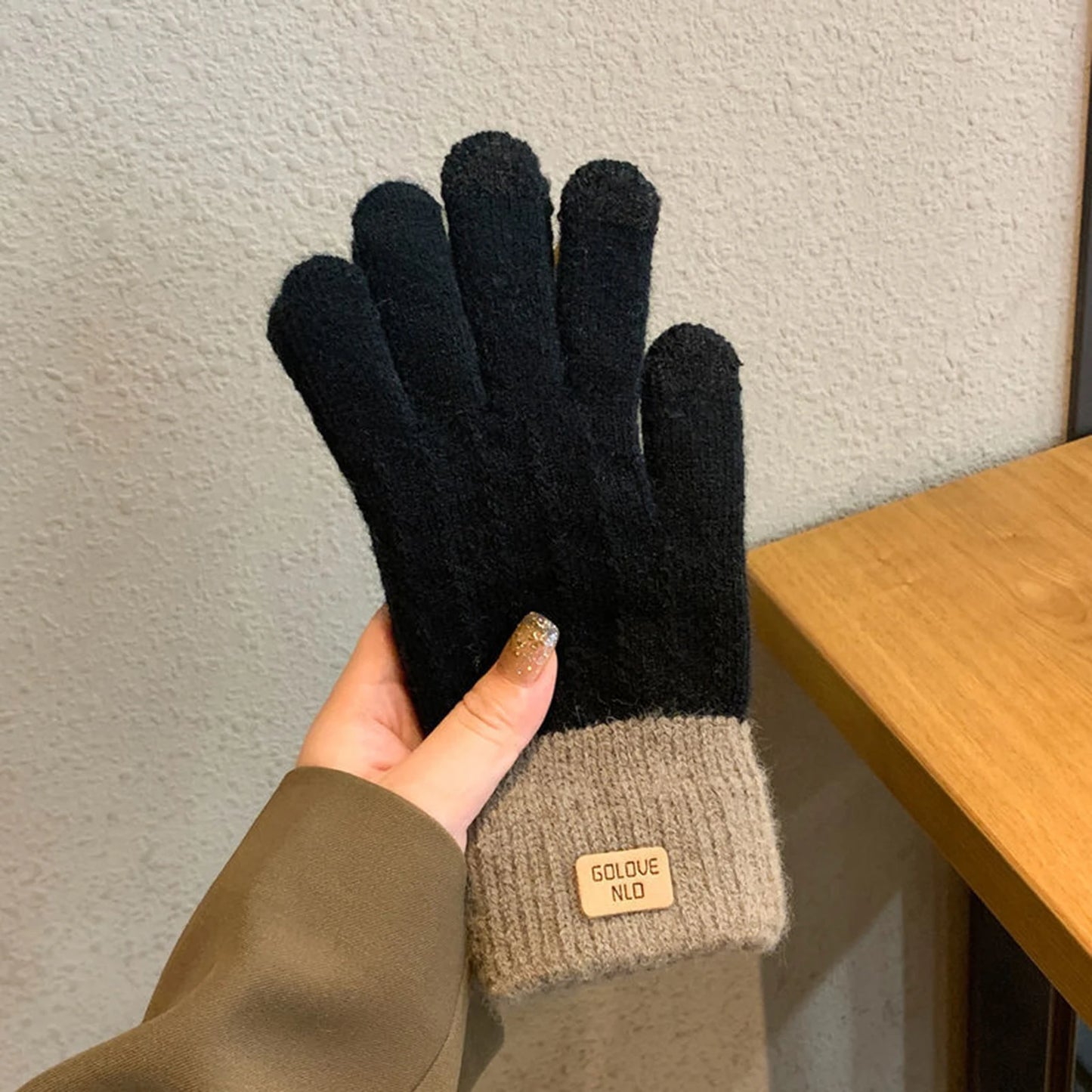 Women's Cable Knit Gloves Warm Fleece Lined Knit Gloves with