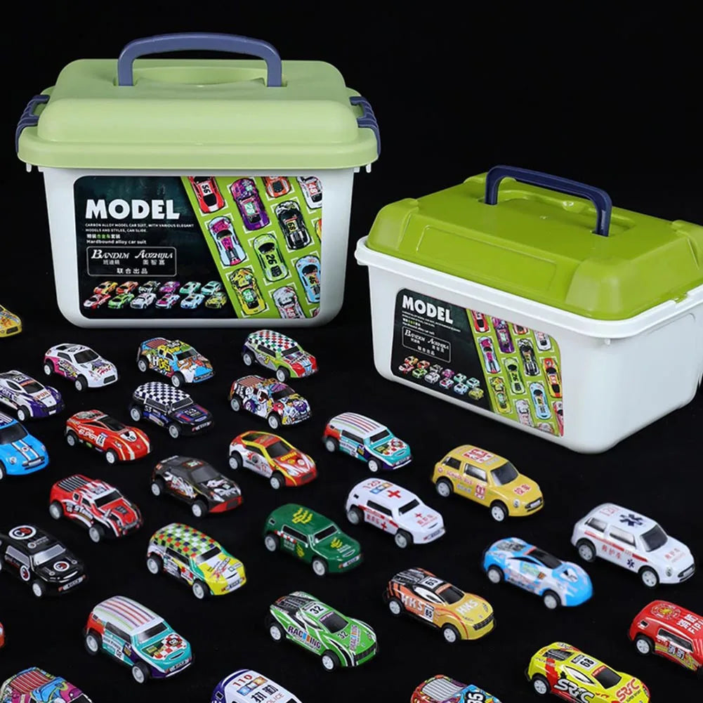 Mini Alloy Car Model Set with Storage Box Diecast Cars Toys for Boys