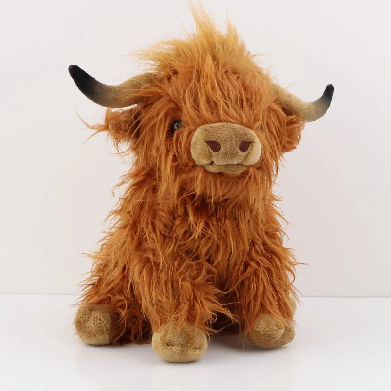25cm Simulation Highland Cow Plush Animal Doll Soft Stuffed Highland