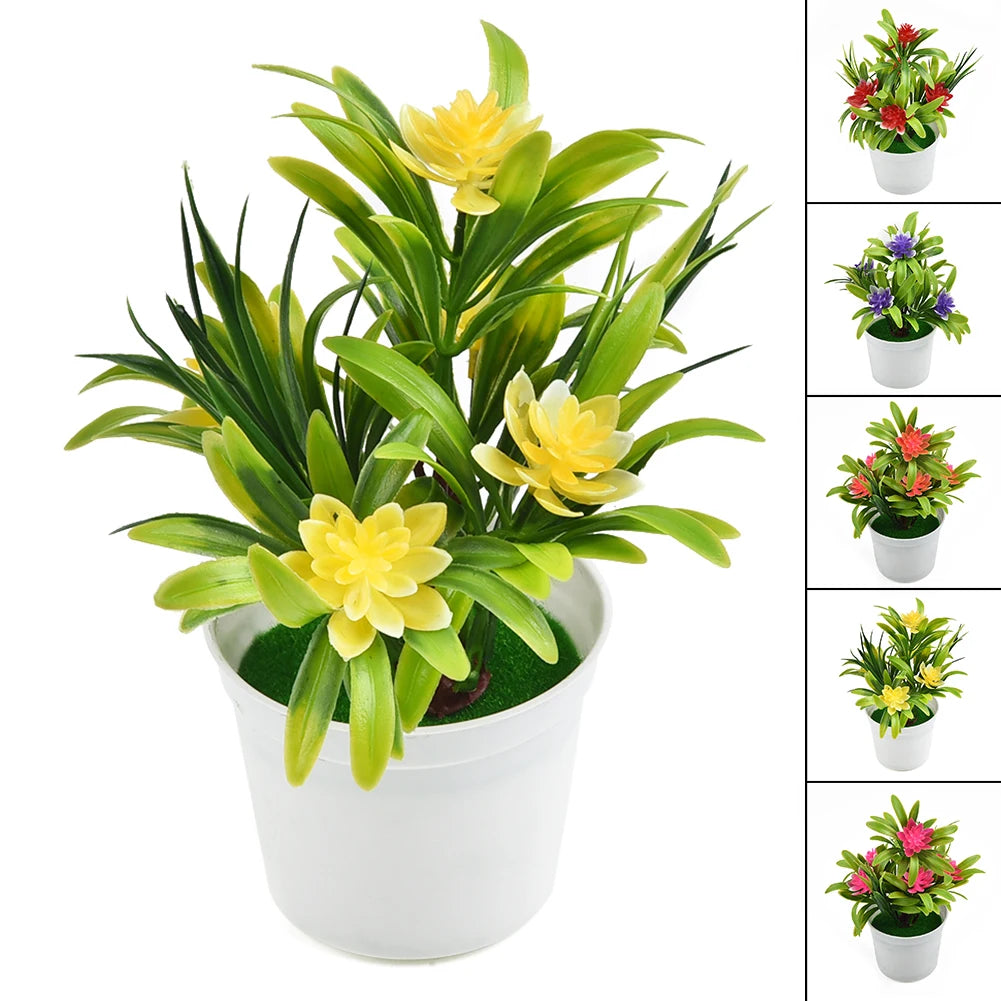 Artificial Flowers Plant Pot Simulate Fake Plastic Flowers Home Office
