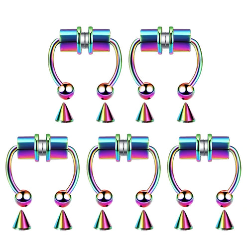 5pcs Stainless Steel Magnet Fake Nose Ring Hoop Fake Piercing Hoop