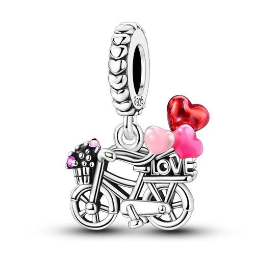 Charms Beads 925 Sterling Silver Tree of Life Peach Heart Sweet Love