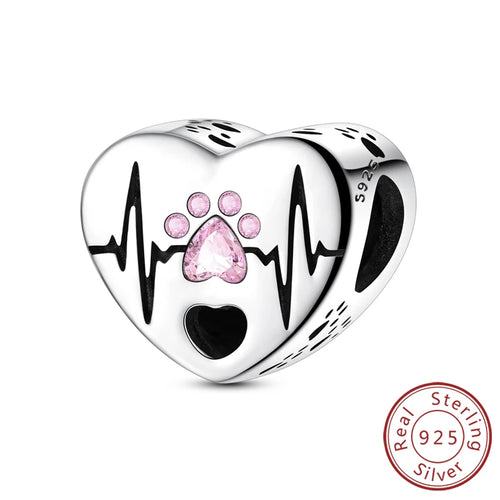 New Love Heart Shaped Charms 925 Sterling Silver Family Love
