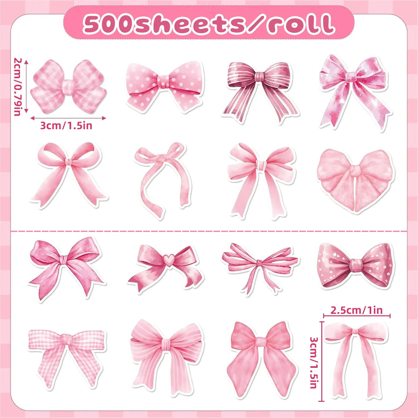 500pcs/roll Pink Bow Seal Stickers, Cute Gift Box Blessing Stickers,
