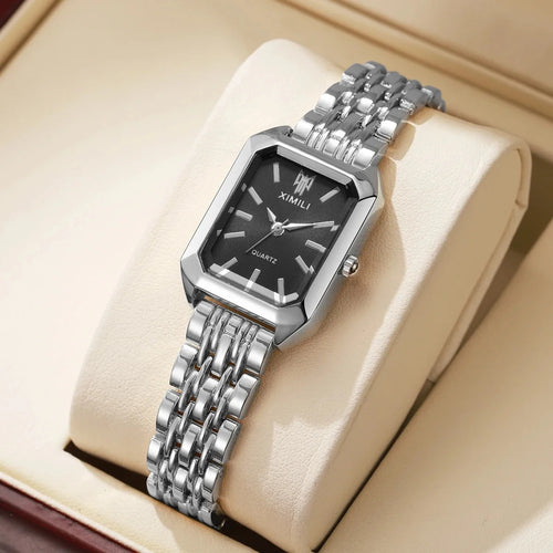 Fashion Rectangle Women Watches Ladies Stainless Steel Strap Quartz