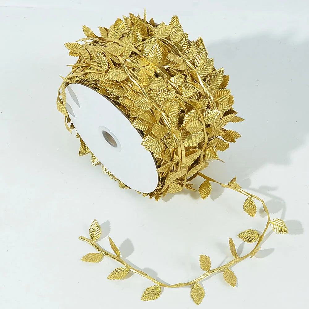 5M Gold Leaves Vine Artificial Silk Leaf Wreath Home Handmade
