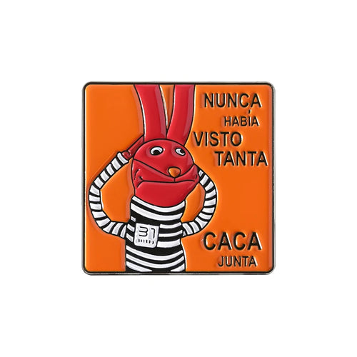 Red Rabbit Enamel Pins Custom NUNCA HABIA VISTO TANTA CACA JUNTA