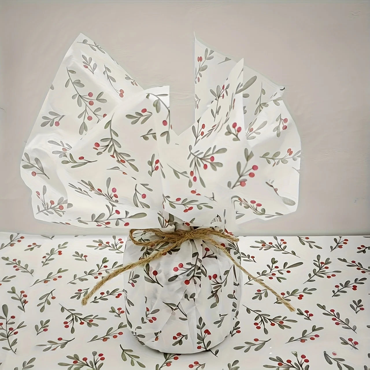 30pcs/10pcs Holly, Berry Thin Paper, Wax-Coated Gift Wrapping, Party
