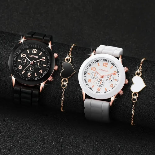 2Pcs Luxury Women's Watch Set Fashion Luxury Elegant Alloy Wristwatch
