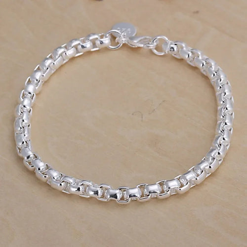 Fine 925 Sterling Silver Noble Nice Chain Solid Bracelet for Women Men