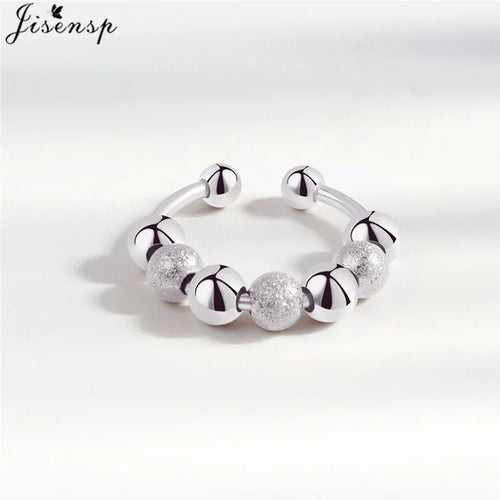 Simple Metal Beads Fidget Rotating Rings for Women Men Rotate Freely