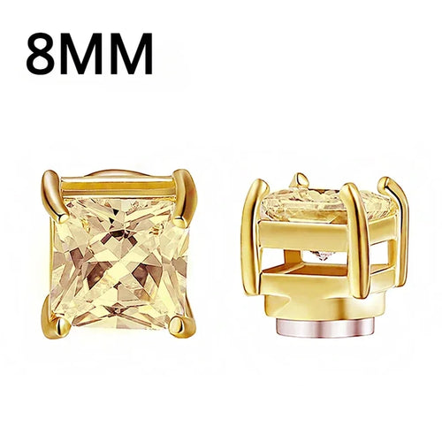 1Pairs Punk Round Zircon Magnetic Ear Stud Clip Earrings Non Piercing