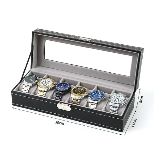 PU Leather watch box 2/3/4/5/6/8/10/12 Slots Watch Display Case For