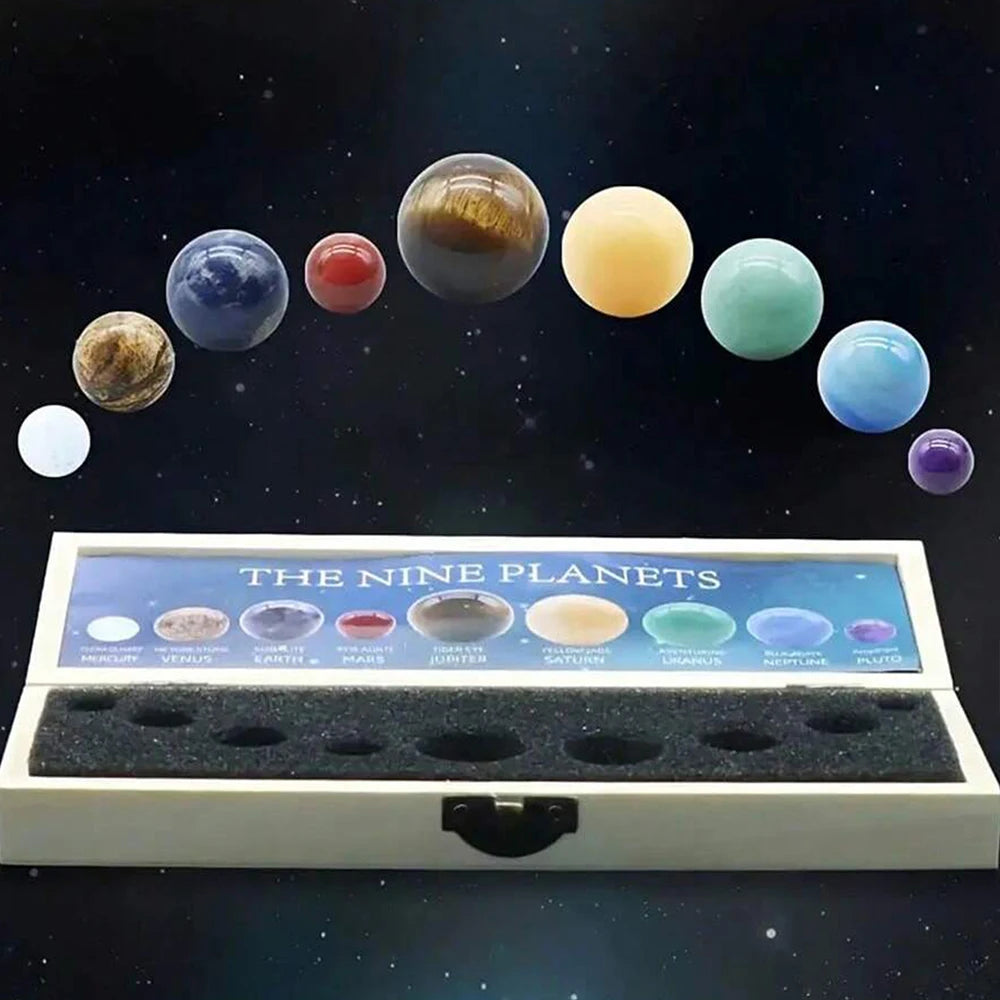 Solar System Natural Crystal Gemstones Set 9 Planets Sphere Ball Stone