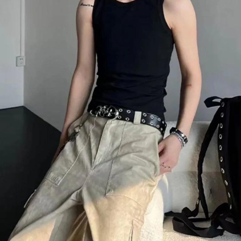 New Stylish Y2K Hollow PU Leather Fashion Punk Belt For Men