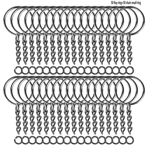 50 Sets Split Key Rings with Chain and Jump Rings Bulk Kit Accessories
