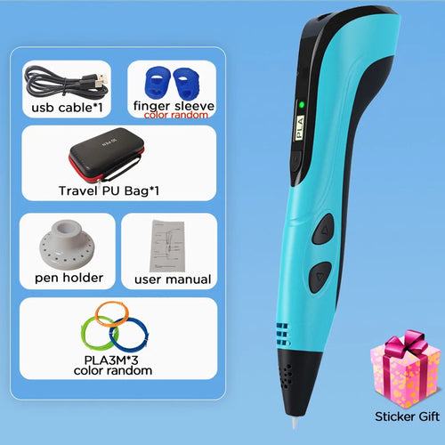2025 Children 3D Printing Pen with LED Screen 100M PLA Power Adapter