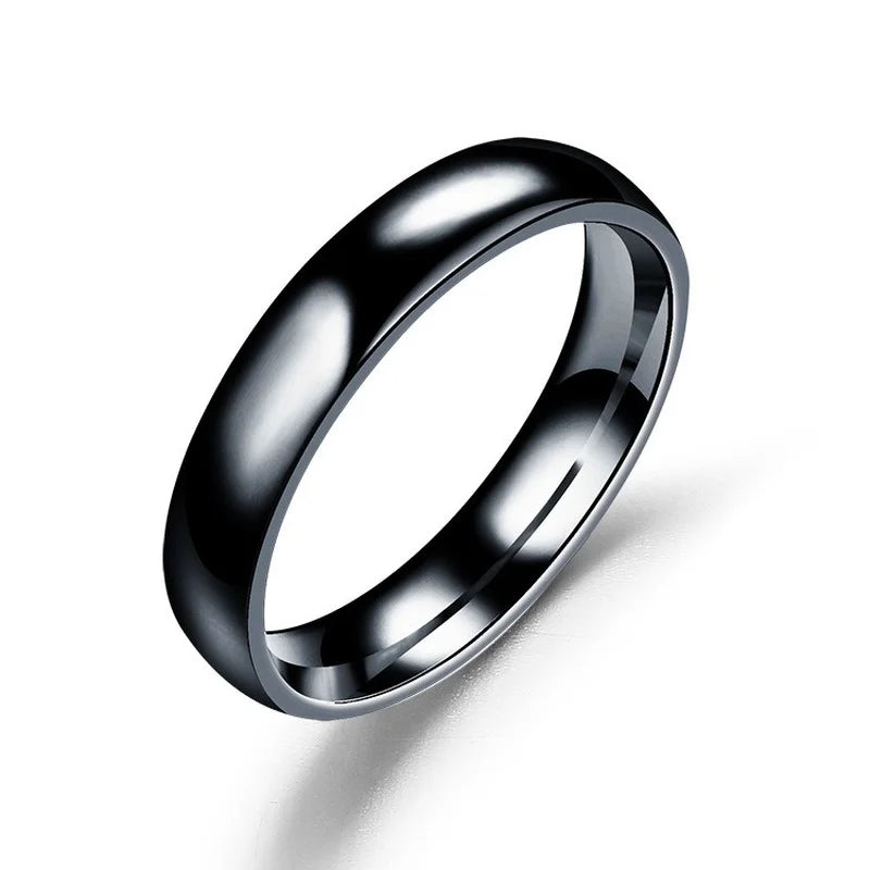 Simple 4mm 6mm Titanium Ring Women Men Prevent Allergy High Polished