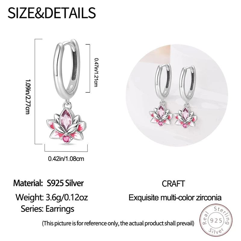 Hot 925 Sterling Silver Earrings Charm Simple Shining Lotus Zircon