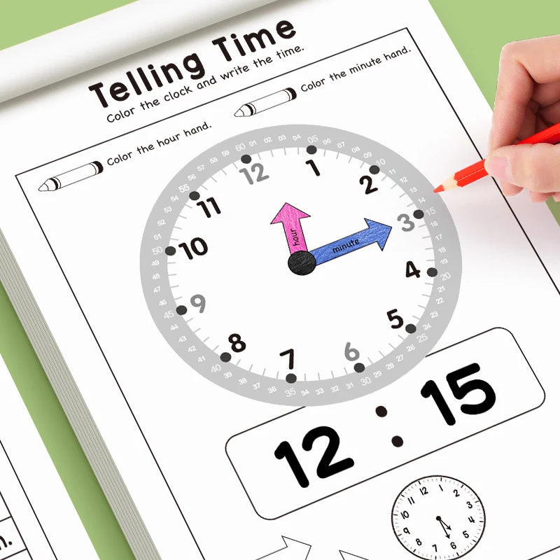 Children's Time Concept Practice Workbook, Suitable for Home School