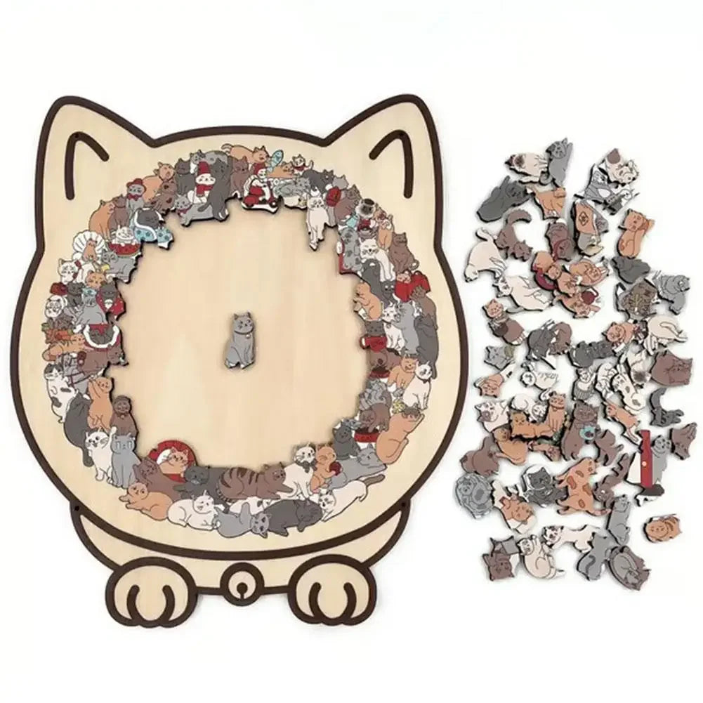 135 PC Cat-shaped Wooden Jigsaw Puzzle Unique Irregular Puzzle Pieces