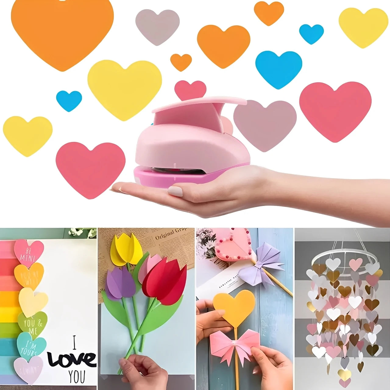 8/16/25/38/50mm Random Color Heart Shaped Hole Punch DIY Craft Hole