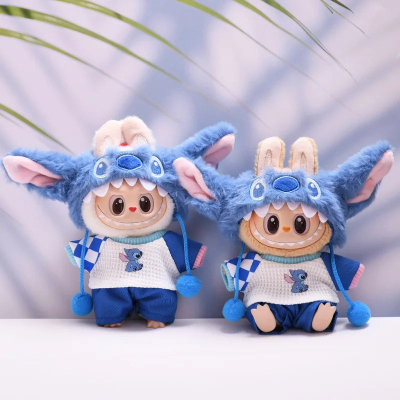 for 17cm Labubu Doll Clothes Fashion Clothes Plush Stitch Set Doll