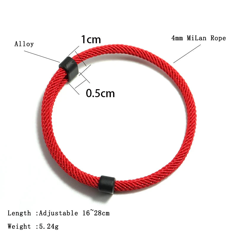Fashion Mens Bracelet Set 2pcs Sliding Adjustable Lucky Red Thread
