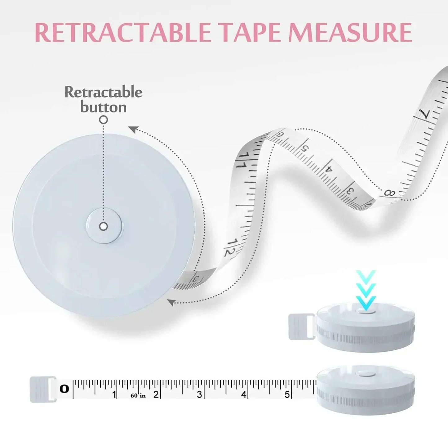 Double Scale Ruler Plastic Roll Tape Mini Tape Measure Accurate