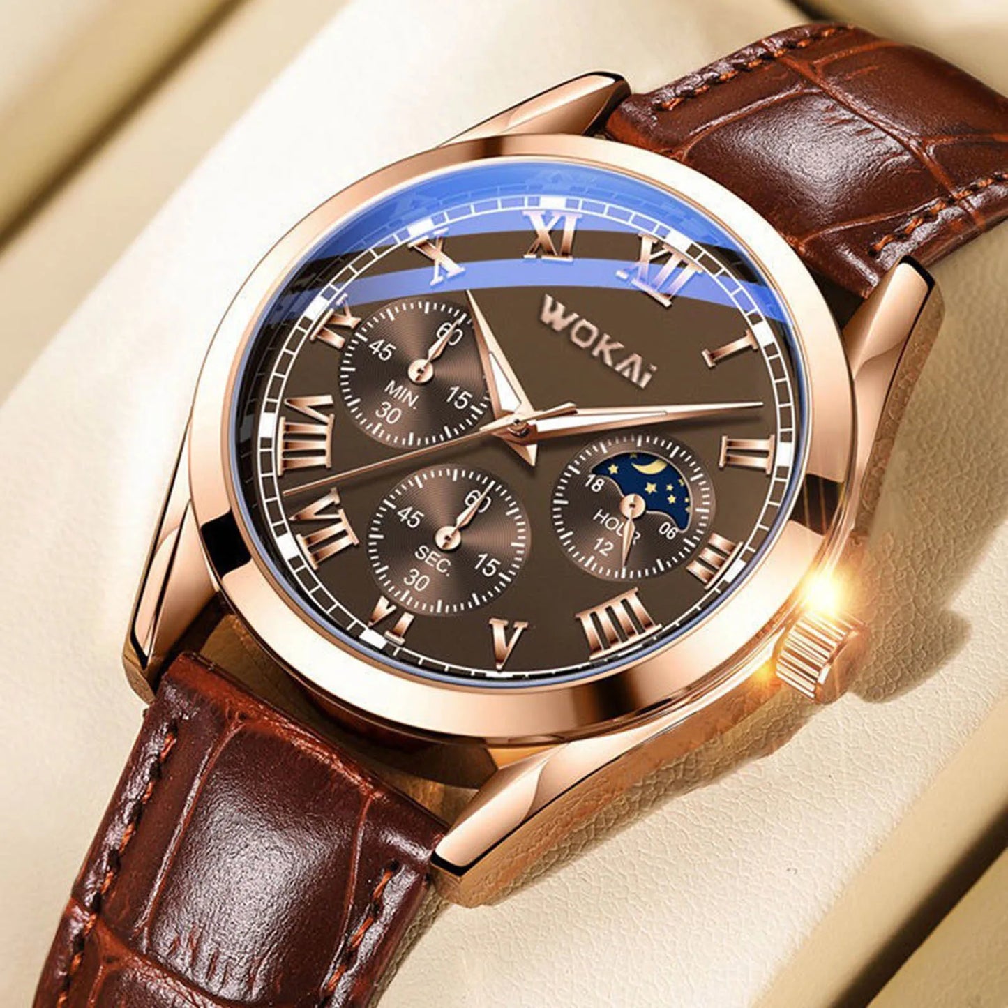 Fashion Men Luxury Watches Mens Business PU Leather Quartz Watch Gifts