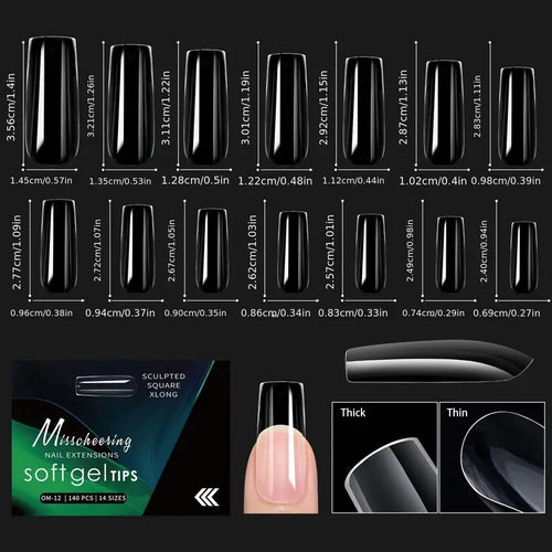 120/140pcs Exquisite box set Almond False Nail Tips Clear Matt Soft