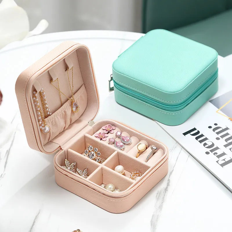 Simple ins macaroon jewelry box travel travel studs necklace ring
