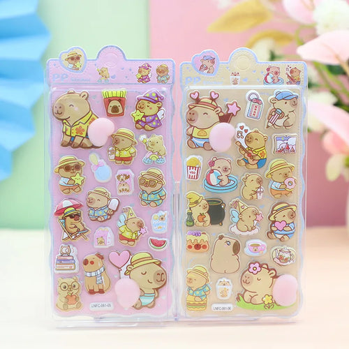 2pcs 3D Cartoon Puffy Stickers Cute Animal Stress Relief Popsicle