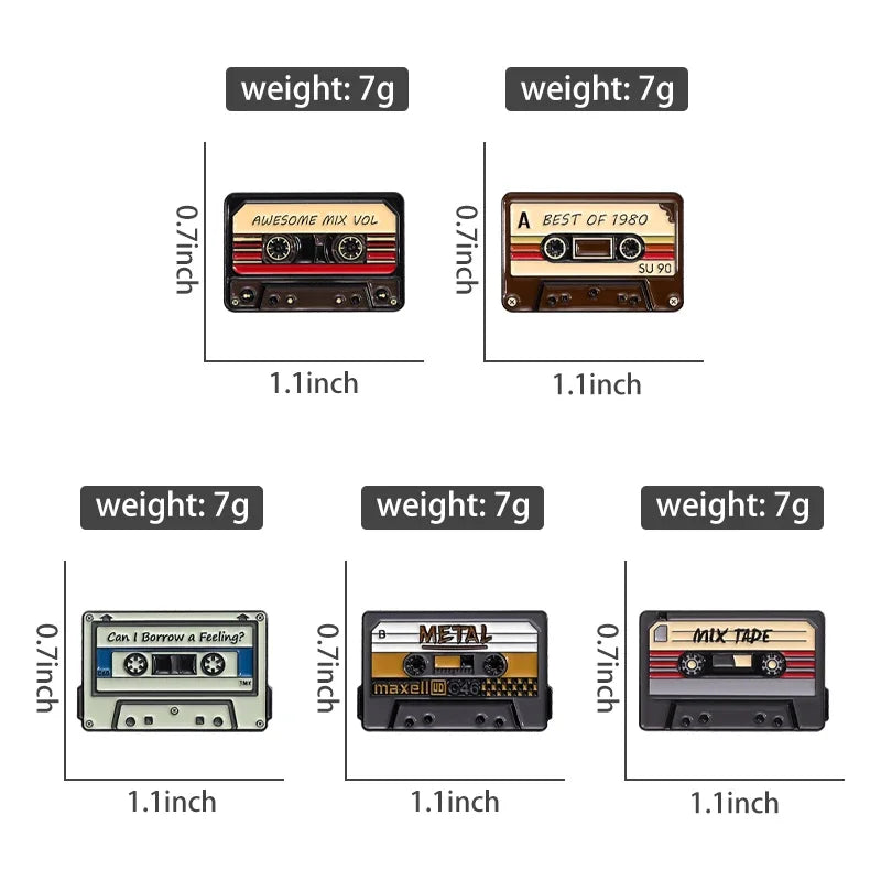 Tape Radio Metal Badge Clothing Music Matching Fashion Clothes Lapel
