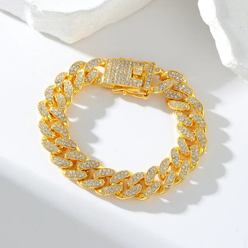 EILIECK 316L Stainless Steel Gold Color Cuban Chain Bracelet For Women