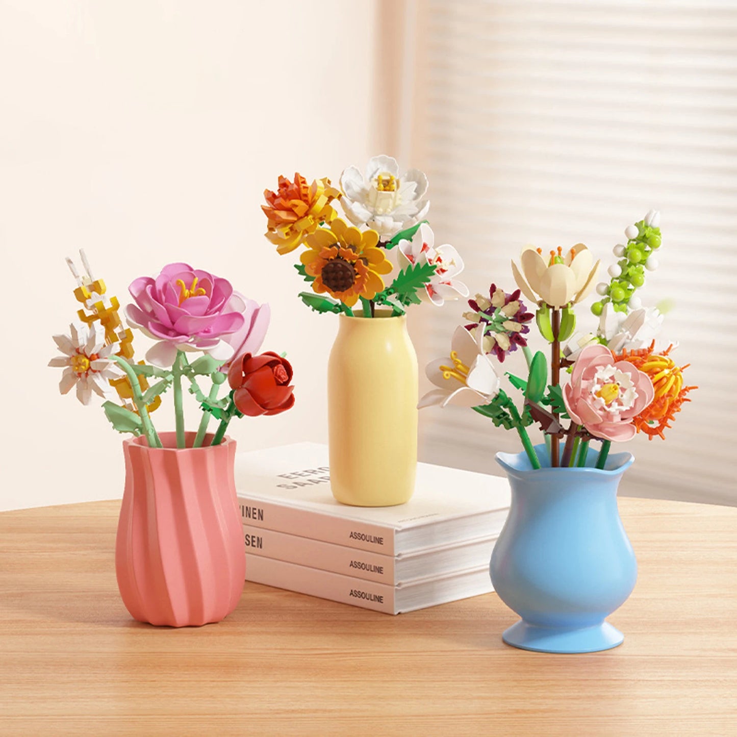 Simulation Building Blocks Flowers Eternal Bouquet Micro Brick Rose