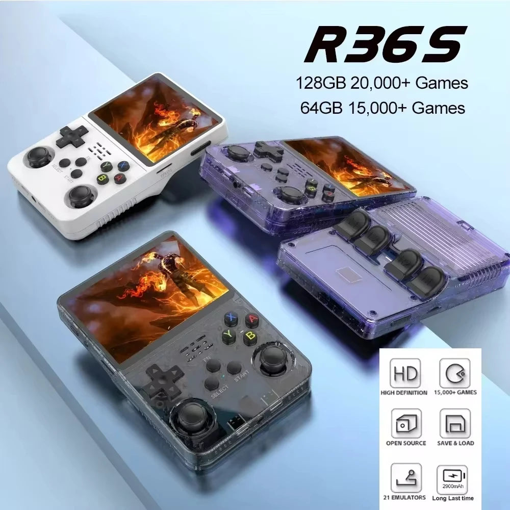 R36S Portable Handheld Game Console 3.5Inch IPS 640x480 Screen Built